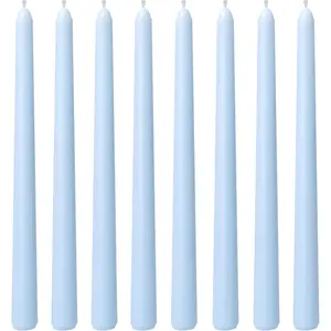 8 Pack 10 Inch Baby-Blue Smooth Taper Candle Set, 7/8 Inch Unscented Driples Candlesticks for Home Decoration, 6-7 Hours Burn