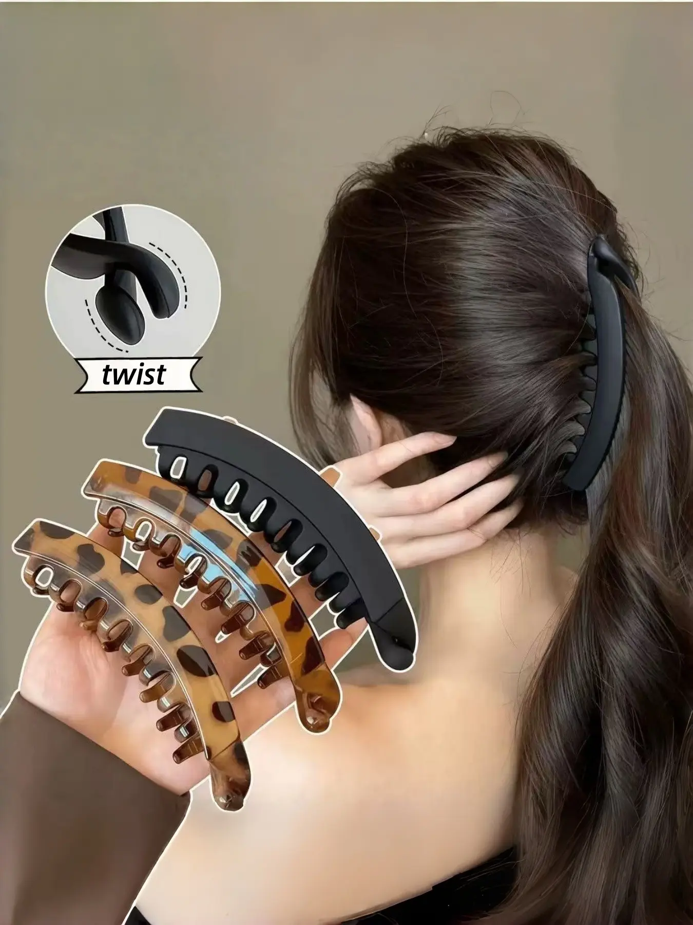 3-Piece Banana Hair Clips for Women, Large Banana Clip for Thick Hair, Small Banana Clip for Fine Hair, Perfect for Daily Use