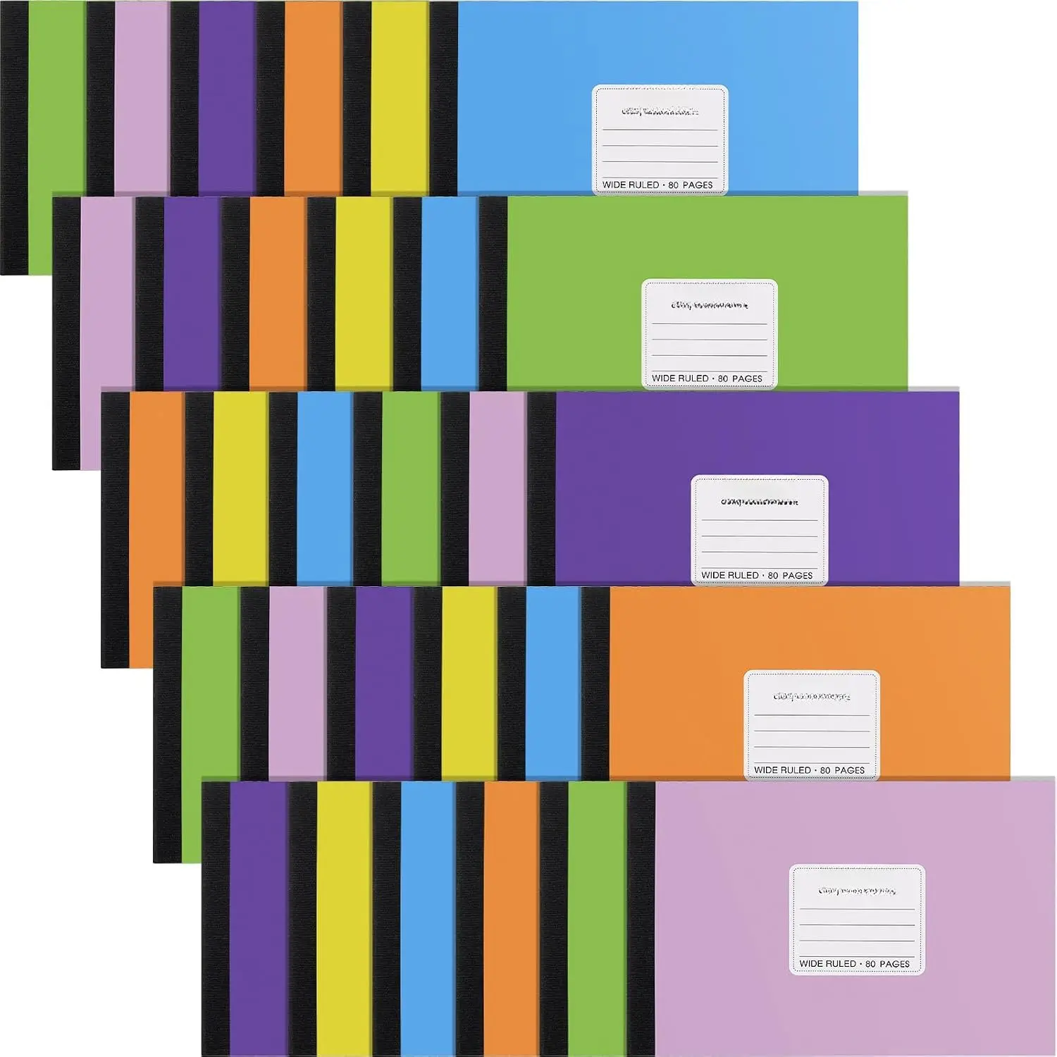 30 Pack Composition Notebooks Half Size 4-7/8 x 7-1/2 Inches Wide Ruled Half Page Composition Notebook for Journal School Classroom Supplies 40 Sheet(Solid and Colorful,Pure Color)