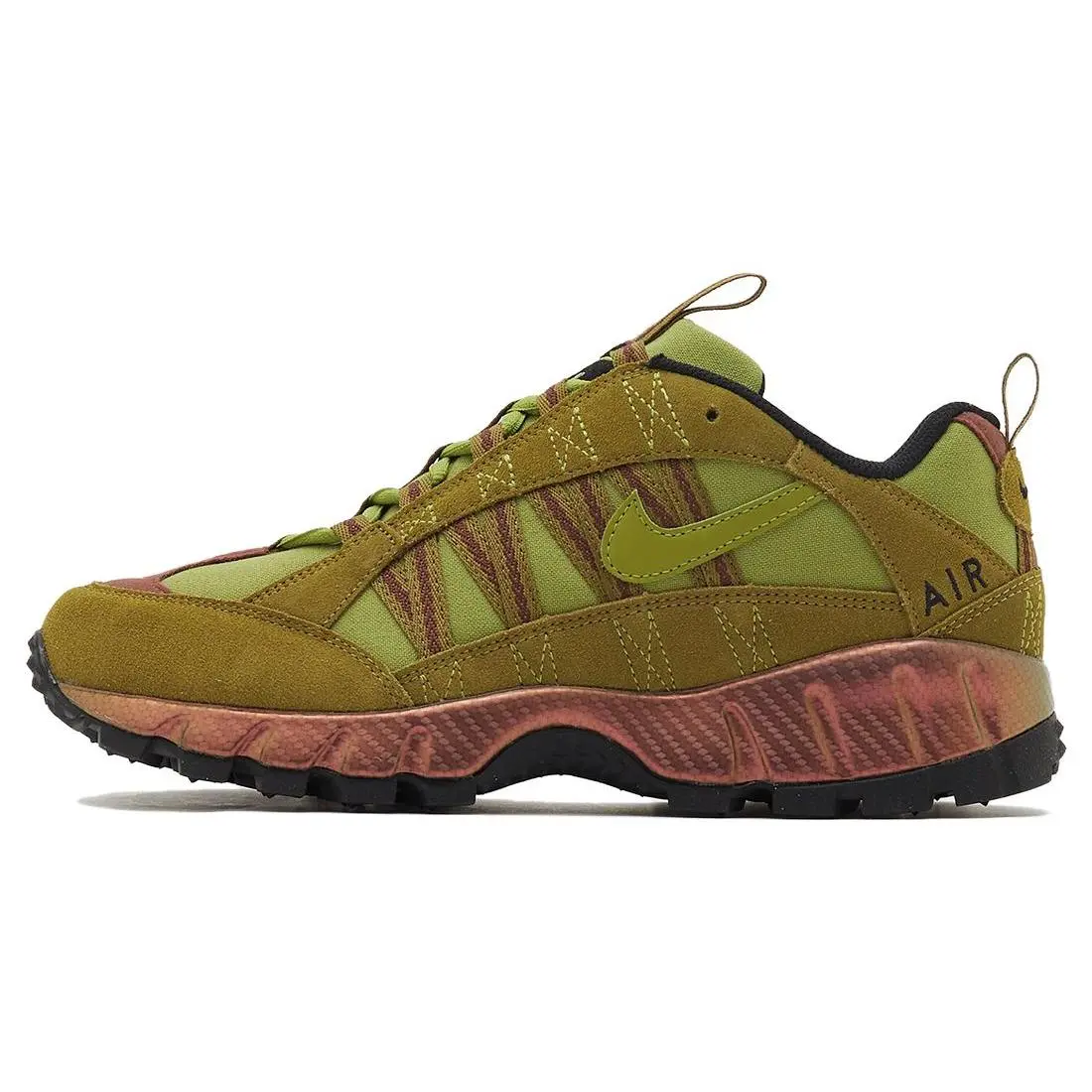 Nike Air Humara Casual Sneakers for Men and Women – Fabric, Leather, Suede, Slip-Resistant, Low-Top, Olive Green Verifiable, with credentials and supporting global authentication