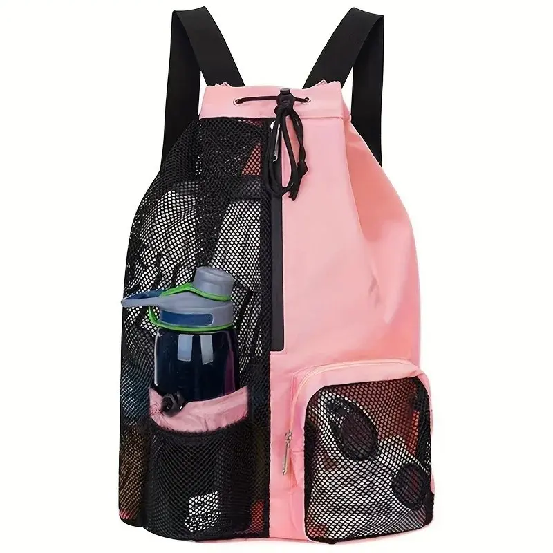 Mesh Drawstring Swim Backpack, Dry Wet Separation Bag, Multifunctional Beach Backpack, Ideal for Swimming, Fitness, Sports Gear Storage, Swimming Accessories