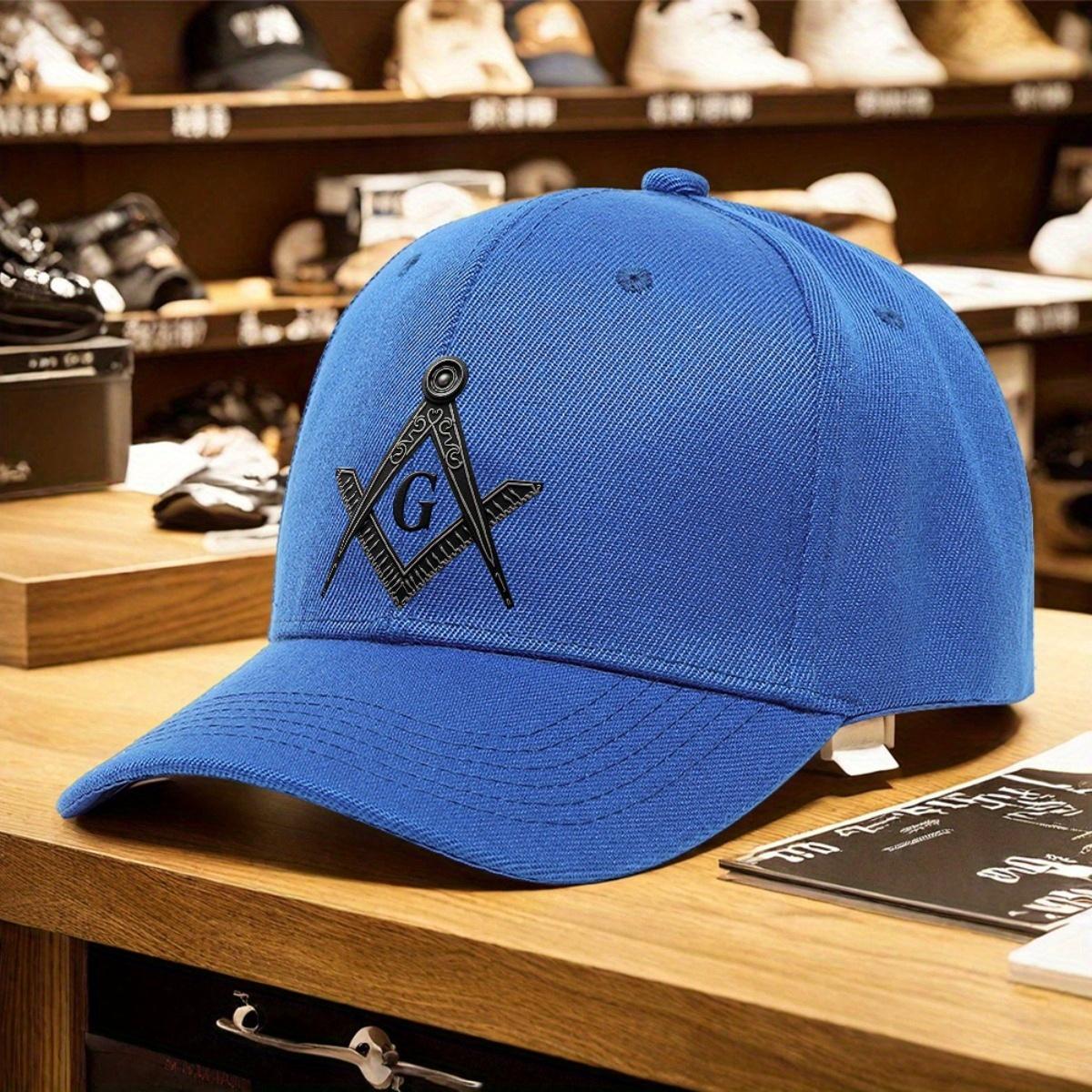 Adjustable Masonic Square Compasses Symbol Lightweight Polyester Baseball Cap, Vintage Style, All-Season Durable Headgear for Men, Outdoor Enthusiasts, Ideal Gift for Masons