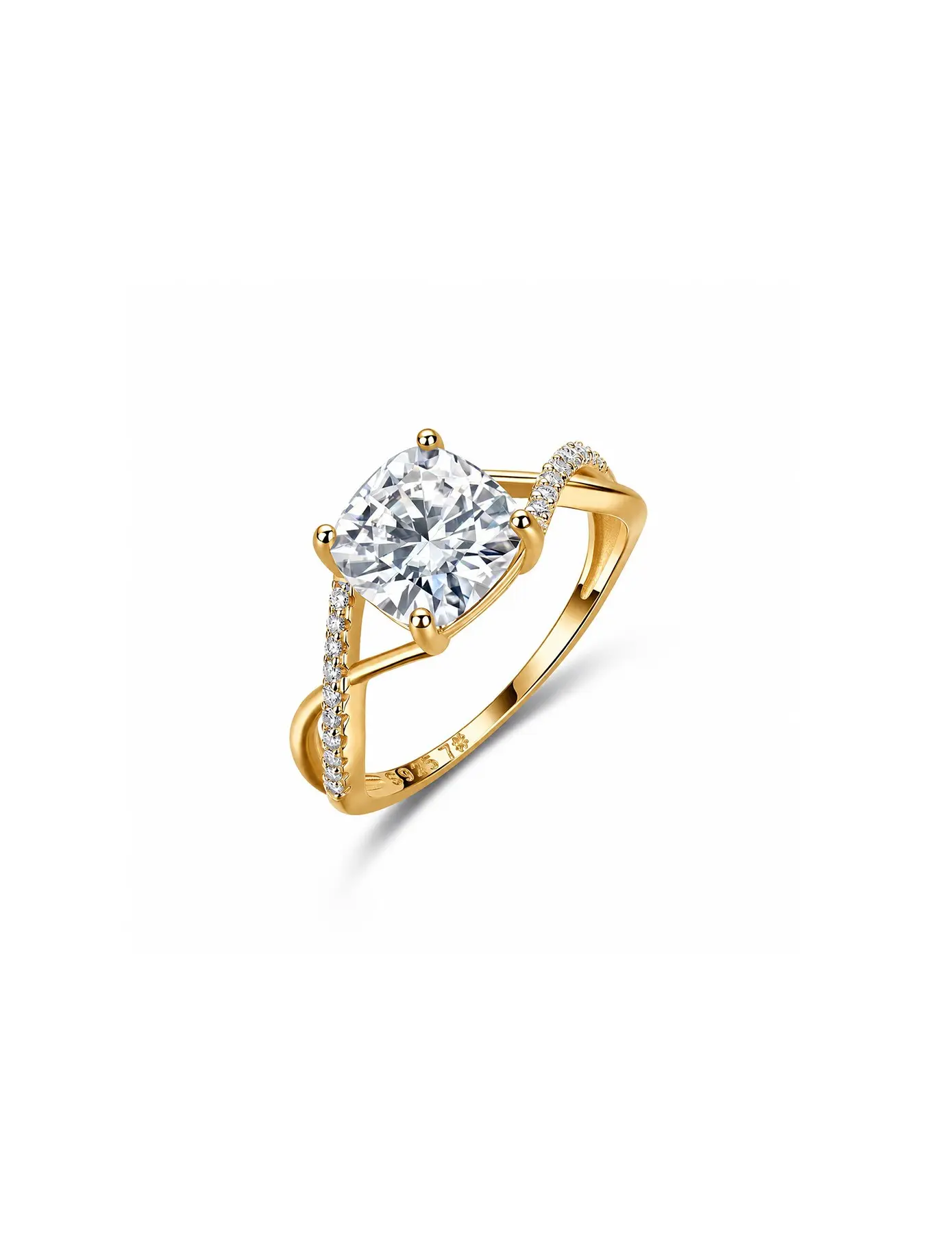 S925 Sterling Silver Cushion Cut Moissanite Ring, Cross Arm Four Prong Luxury Women's Ring, Elegant Jewelry for Special Occasions, Moissanite Engagement Ring, Bridal Rings, Wedding Rings