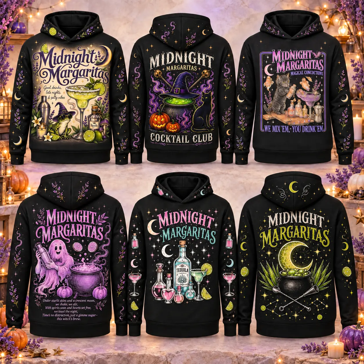 Arrive After Halloween-Midnight Margaritas Halloween Witch Graphic Hoodie Collection, Magical Cocktail Art Print Pullover Hooded Sweatshirt, Fall Long Sleeve Hoodie for Women#Halloween Hoodie#Spooky Season#MidnightMargaritas#TikTokMadeMeBuyIt
