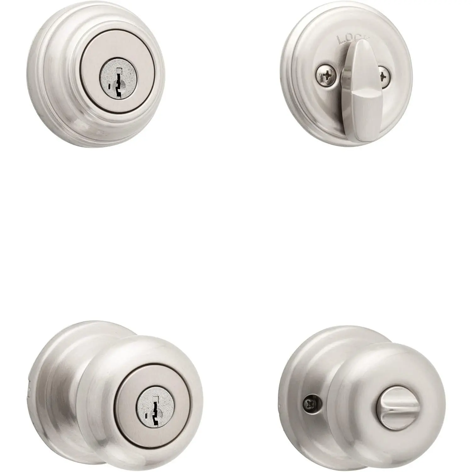 991 J 15 SMT CP 991 Juno Entry Knob and Single Cylinder Deadbolt Combo Pack featuring SmartKey in Satin Nickel