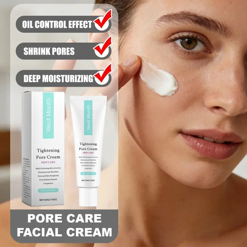 WEST MONTH Pore Facial Deep Moisturizing Cream Shrink Pores Control Oil Improve Skin Texture Strengthen Skin Resistance