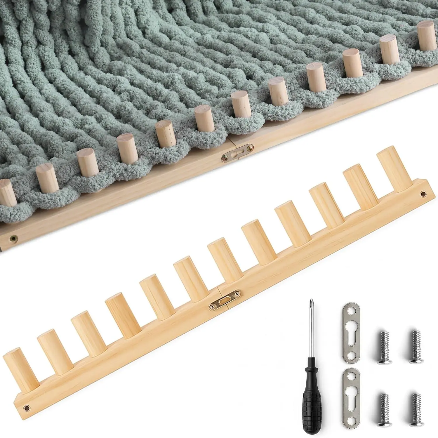 23.6" Chunky Blanket Loom,Chunky Yarn Loom Adjustable Size Loom for Chunky Blanket,Loom Knitting Kit for Beginner Friendly Yarn Craft