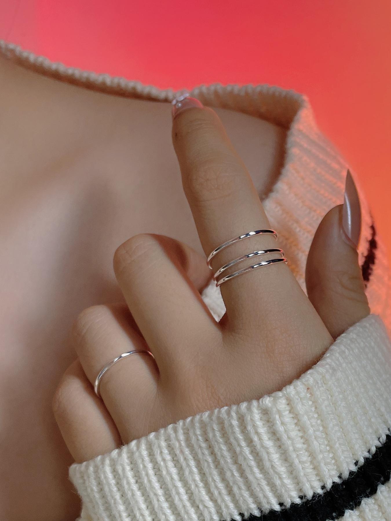 S925 Sterling Silver Simple Plain Ring, Fashion Accessories for Women & Girls, Trendy All-match & Exquisite Jewelry for Birthday Gift, Dainty Ring, Band Rings, Elegant Ring