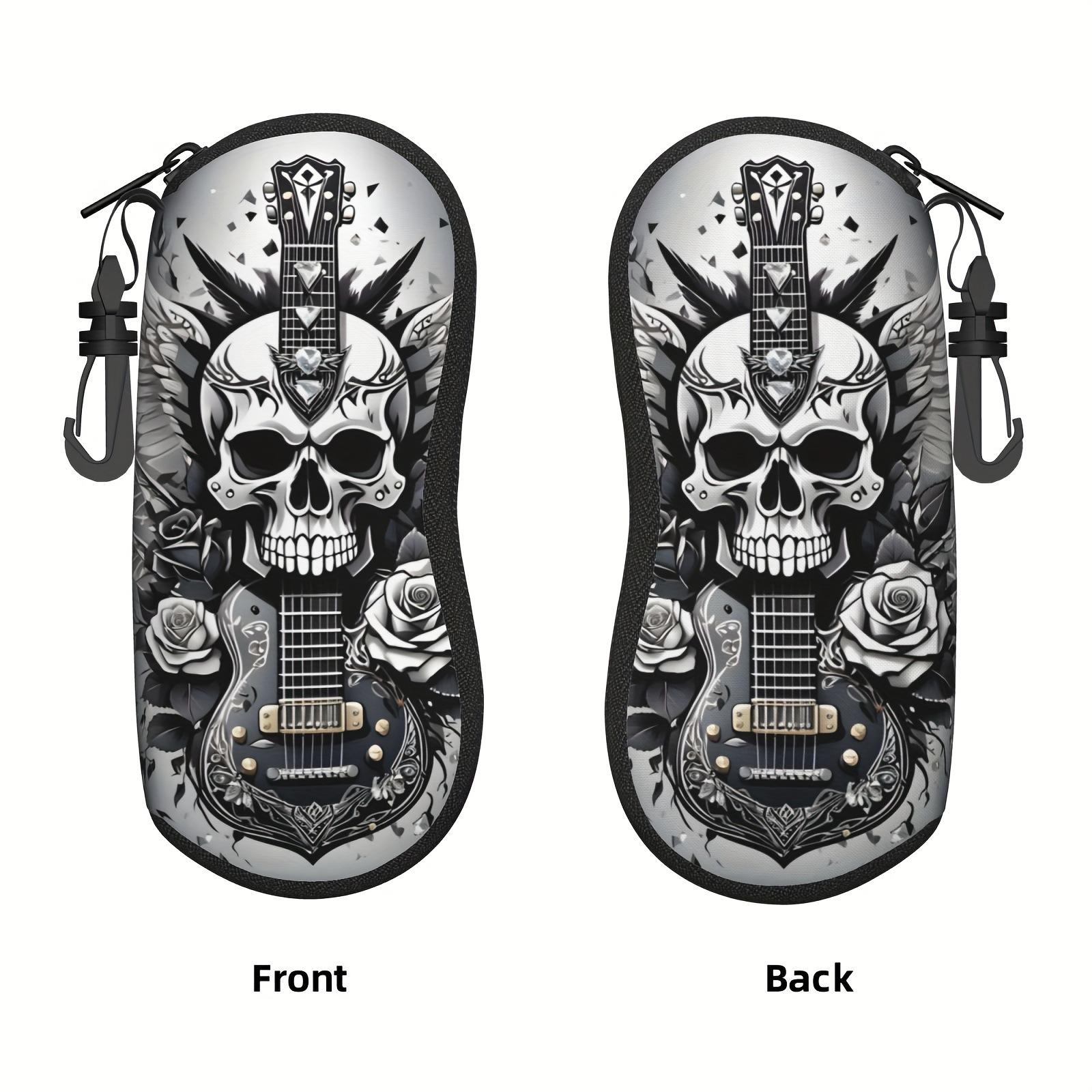 Skull Print Hard Glasses Case, Portable Eyeglasses & Sunglasses Storage Box, Perfect Daily Gift