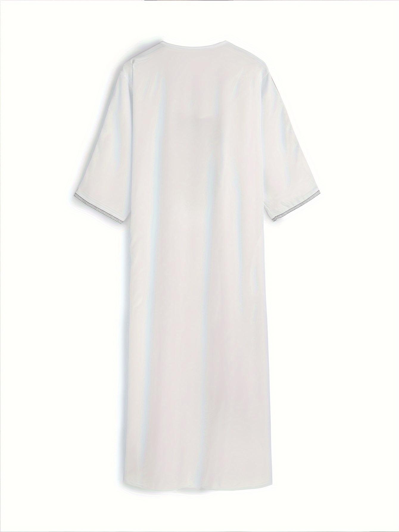 [Moroccan |   Silvery] Moroccan Men's robe |   pure white Silvery thread embroidered robe |   Muslim fashion traditional festival clothing, Gift for Eld, Gift for Ramadan, Zhiyu's selection