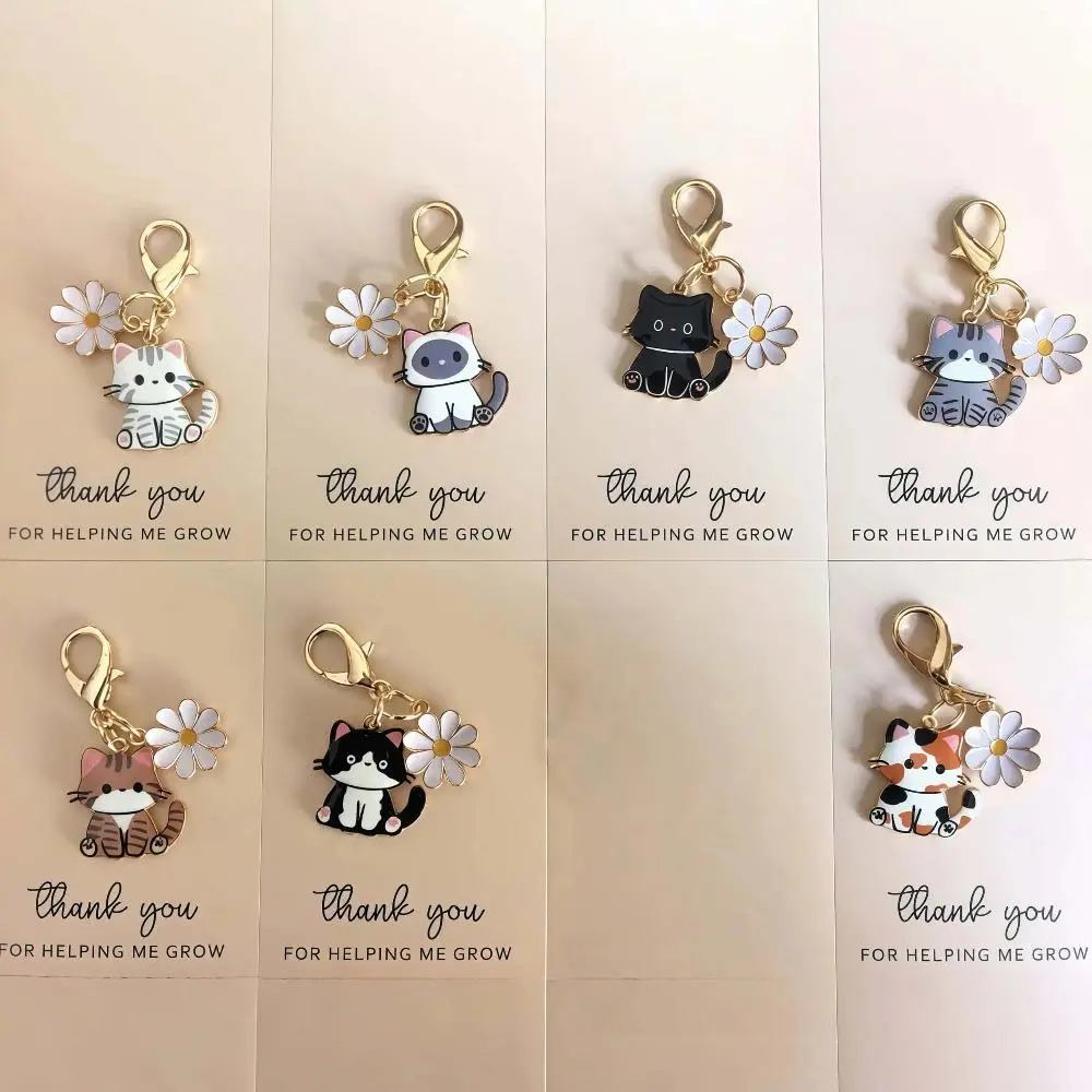 Cute Cat Resin Keychains 7-Piece Set, Multipack Pocket Hug Favors with Note Cards, Unisex Gift for Employee & Coworker Appreciation, Animals, Casual, Lightweight, 2026 New, 7 Lovely Keychains, Compact, Durable, Keyring Charms, Office Milestones