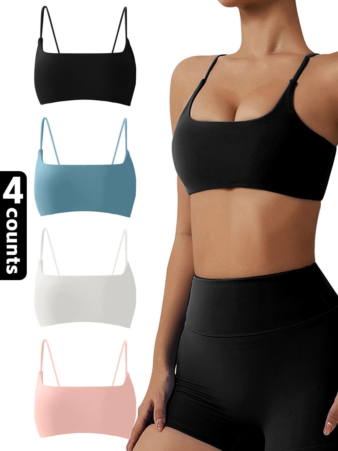 Women's Solid Wireless Sports, Breathable Comfortable Quick Drying Bra, Ladies Sportswear for Yoga Gym Wireless Sports Bras