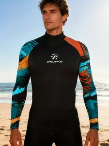 Unisex long-sleeved skate shirt, slightly small sun protection top, basic beach swimsuit T-shirt, diving, gym clothing, fitness