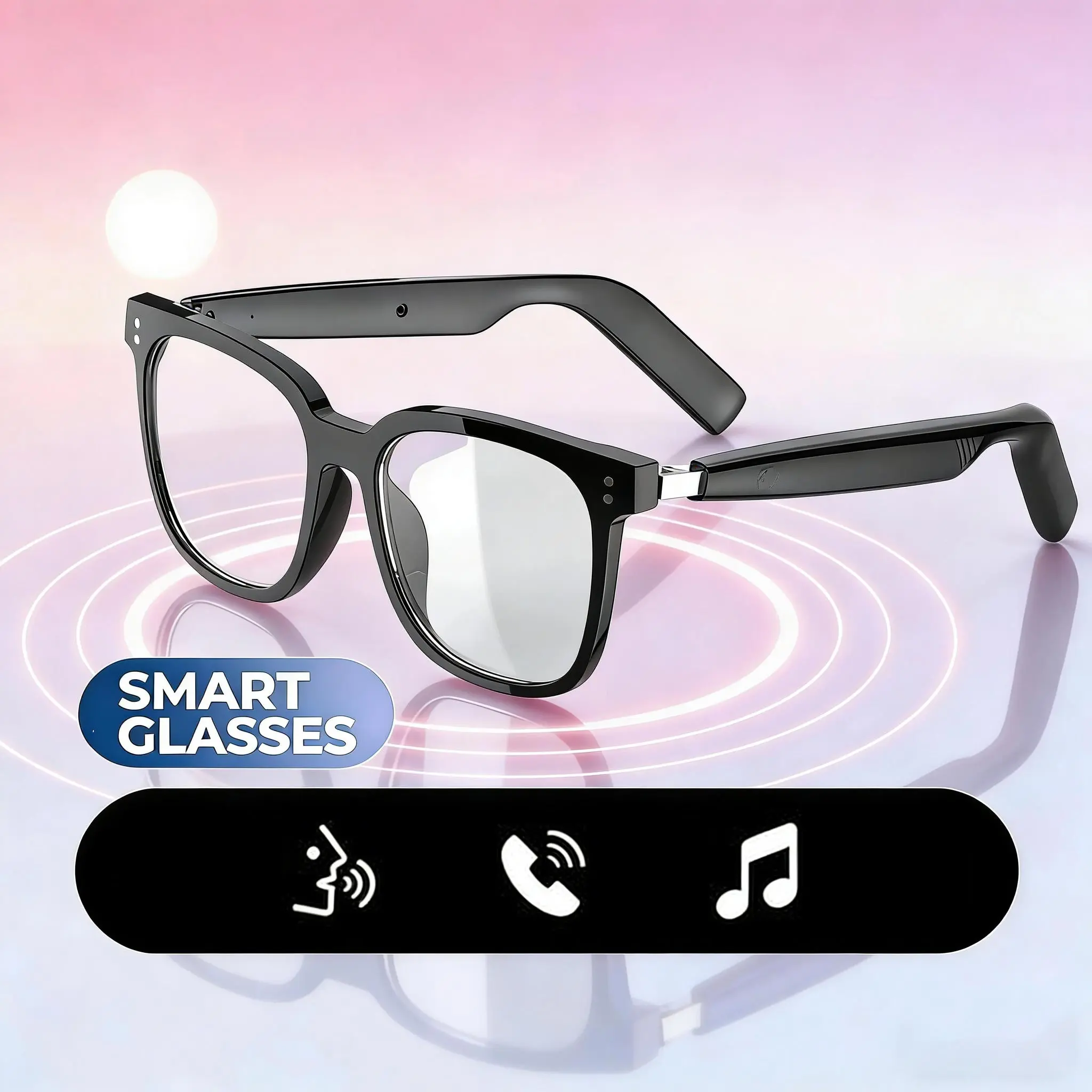 Smart Sunglasses with Mic & Speaker - HD Voice Calls, Anti-Blue Light Protection, Wireless Connectivity, Hands-Free Calling & Music Streaming - Compatible with Smartphones - for Men & Women, Sports, Driving, Office, Parties