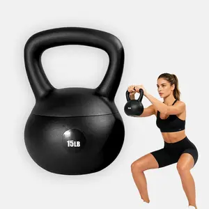 Women’s Beginner Full Body Training Non-Slip Soft Kettle Bell 10LB 15LB 20LB, Shock Absorbing Anti-Collision Vinyl Weights