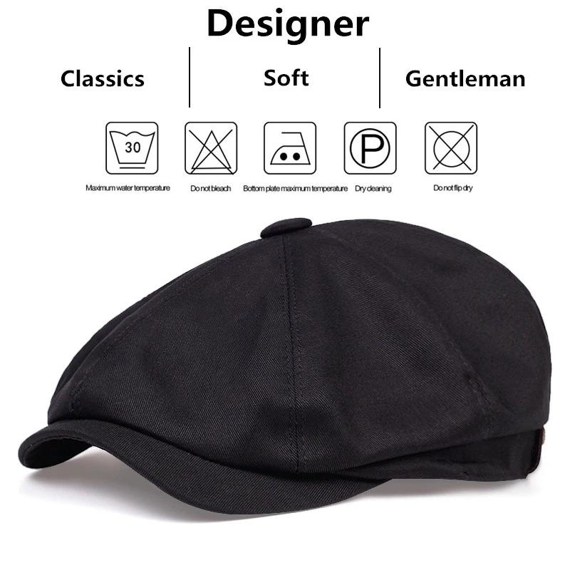 Mens Retro Newsboy Caps Stitching Berets Cap Autumn Winter Vintage Painter Octagonal Hats Gorras
