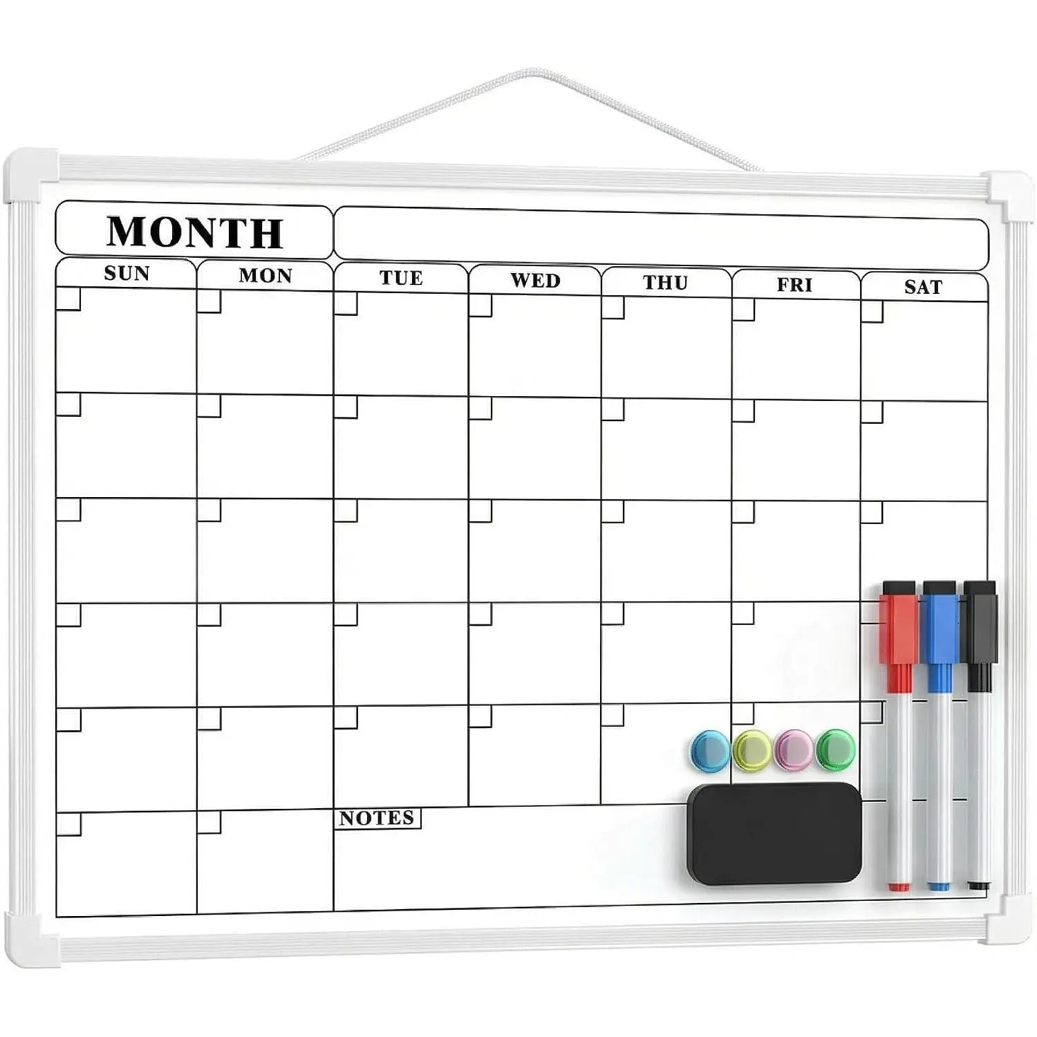 Monthly Whiteboard Calendar for Wall, 16" x 12" Small  Dry Erase Calendar, Double-Sided White Board for Office, School, Kitchen,  Room