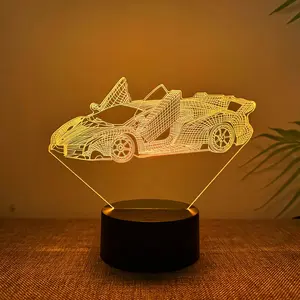 1pc Customizable Text Name Creative Sports  3D Night Light, Touch Control Color-Changing Gift Lamp for People Who Love Cars - Birthday Present Holiday Souvenir Thoughtful Keepsake Room Decor Desktop Ornament