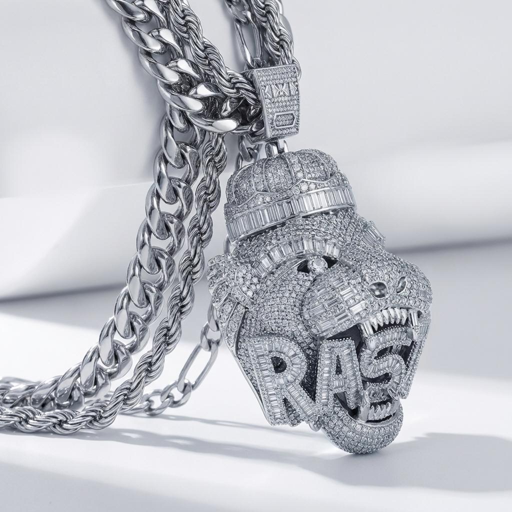 European and American high street retro tiger head pendant, niche trendy brand personalized necklace suitable for both men and women, American street hip-hop style