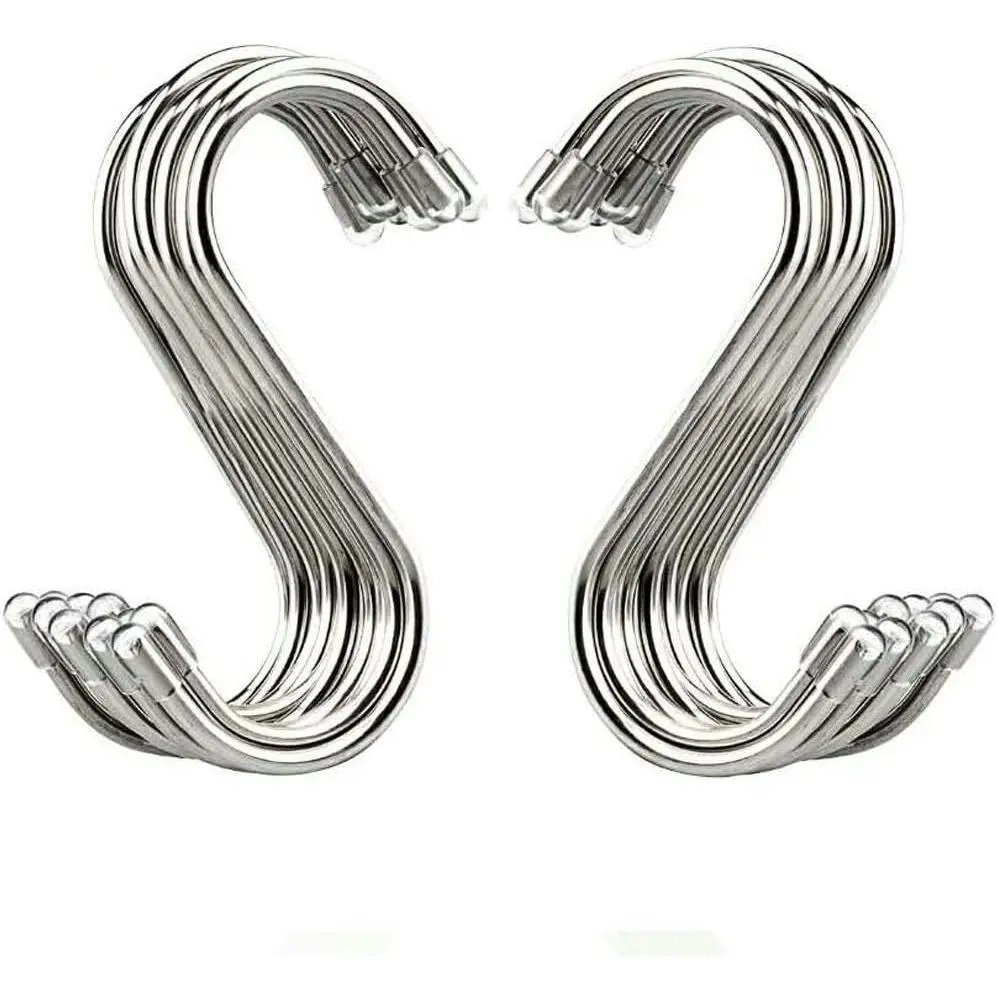 20 Pack 3.4" S Shaped Hooks Stainless Steel Metal Hangers Hanging Hooks for Kitchen, Work Shop, Bathroom, Garden