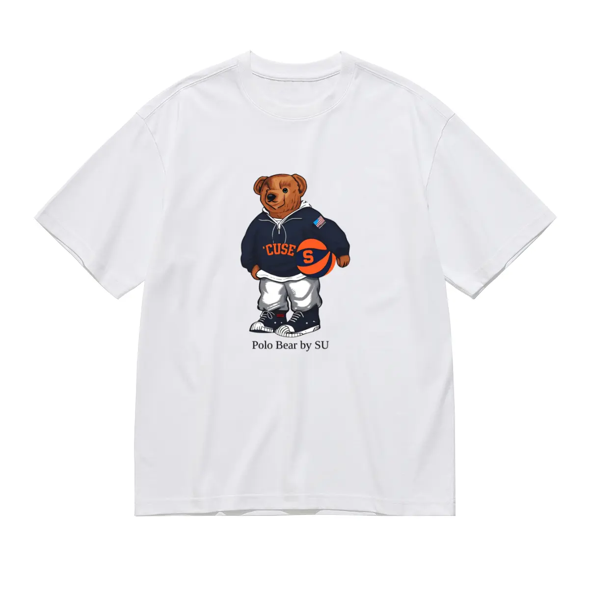 Retro SU Syracuse University Basketball Bear Graphic Tee Classic College Sport Fans Gift Unisex Cotton T-Shirt