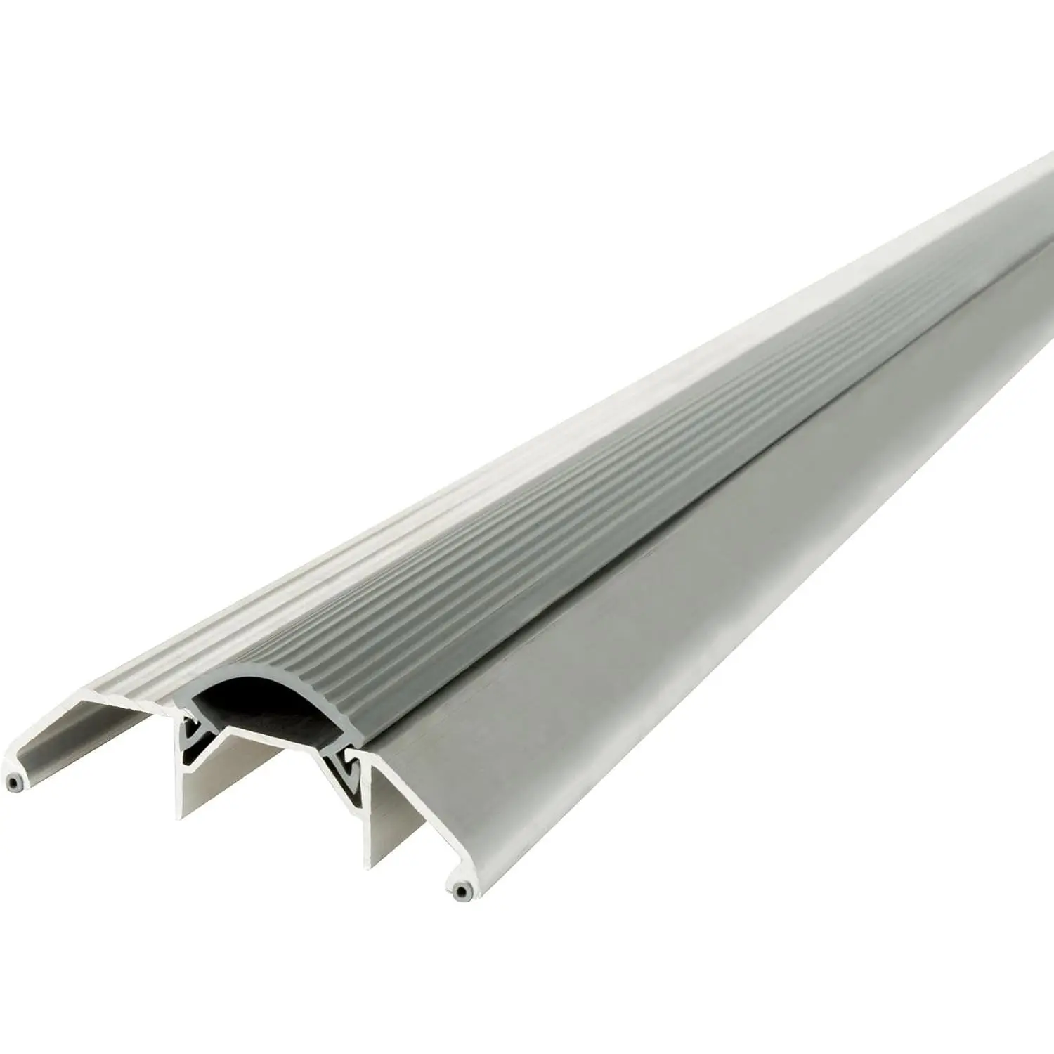 M-D Building Products 08003 3-3/4 in. x 1-1/8 in. x 32 in. Silver Aluminum and Vinyl Heavy-Duty High-Profile Threshold