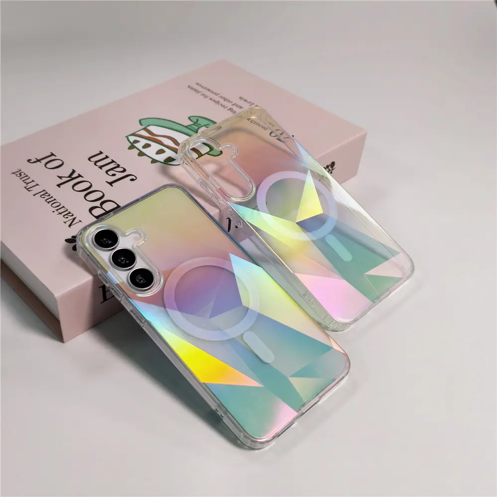 Compatible with S26Ultra/S24plus/S25FE, Iridescent Plated Gradient Magnetic Shockproof Phone Case HNZ0103