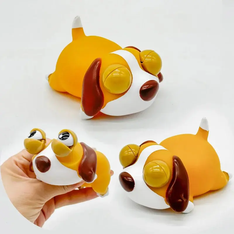 Stress Relief Squeeze Funny Toys Kawaii Big Eyes Puppy Squishy Cute Dog Figures Soft Rubber Anti-stress Gift