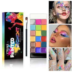 20 Colors Face Body Paint Set, Oil Based Grease Paint Palette, High Pigment Costume Makeup Cream, Smooth Blendable Body Painting Kit for Halloween, Christmas, Holiday Party, Cosplay, Stage Performance and Festival Looks