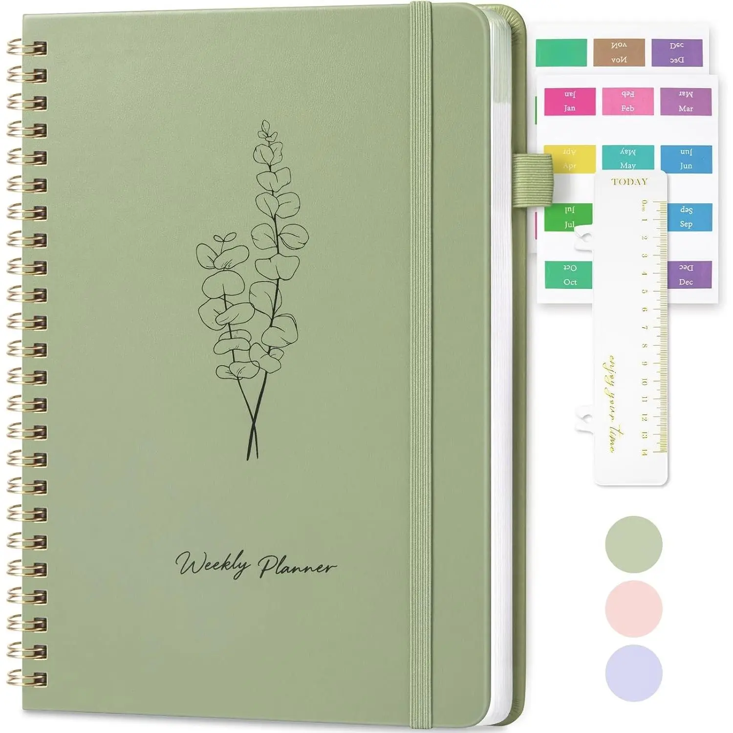A5 Undated Weekly Planner Notebook - Spiral-Bound Office Stationery with 52 Weeks, Goal Tracker, Habit Log, Paper Pages, Personal Info Tab
