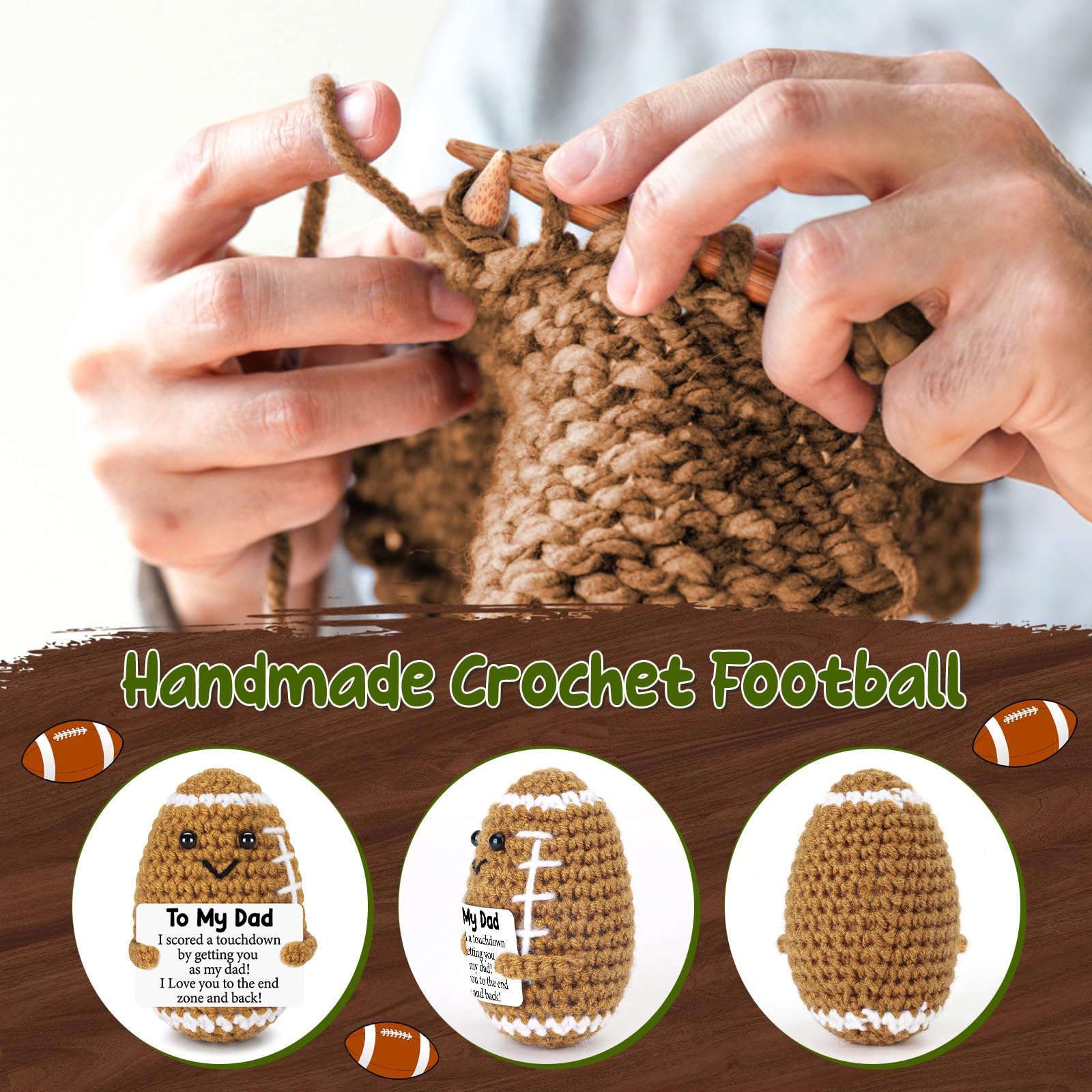 Adorable Mini Handmade Knitted Rugby Doll, Soft Plush Emotional Support Companion, Stress Relief Anxiety Relief Toy, Ideal Birthday Gifts For Women, Christmas Holiday Presents, Teacher Appreciation Gifts, Cute Desk Decor Car Ornament Office Decor Gift For