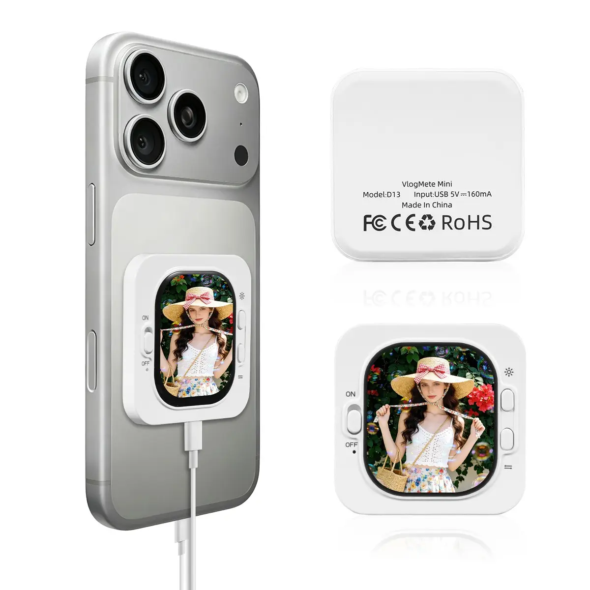 Real-Time Rear Camera Viewfinder Screen, Professional Vlog Monitor for iPhone, Touchscreen and Light Sensor, Mobile Phone Accessories, Portable