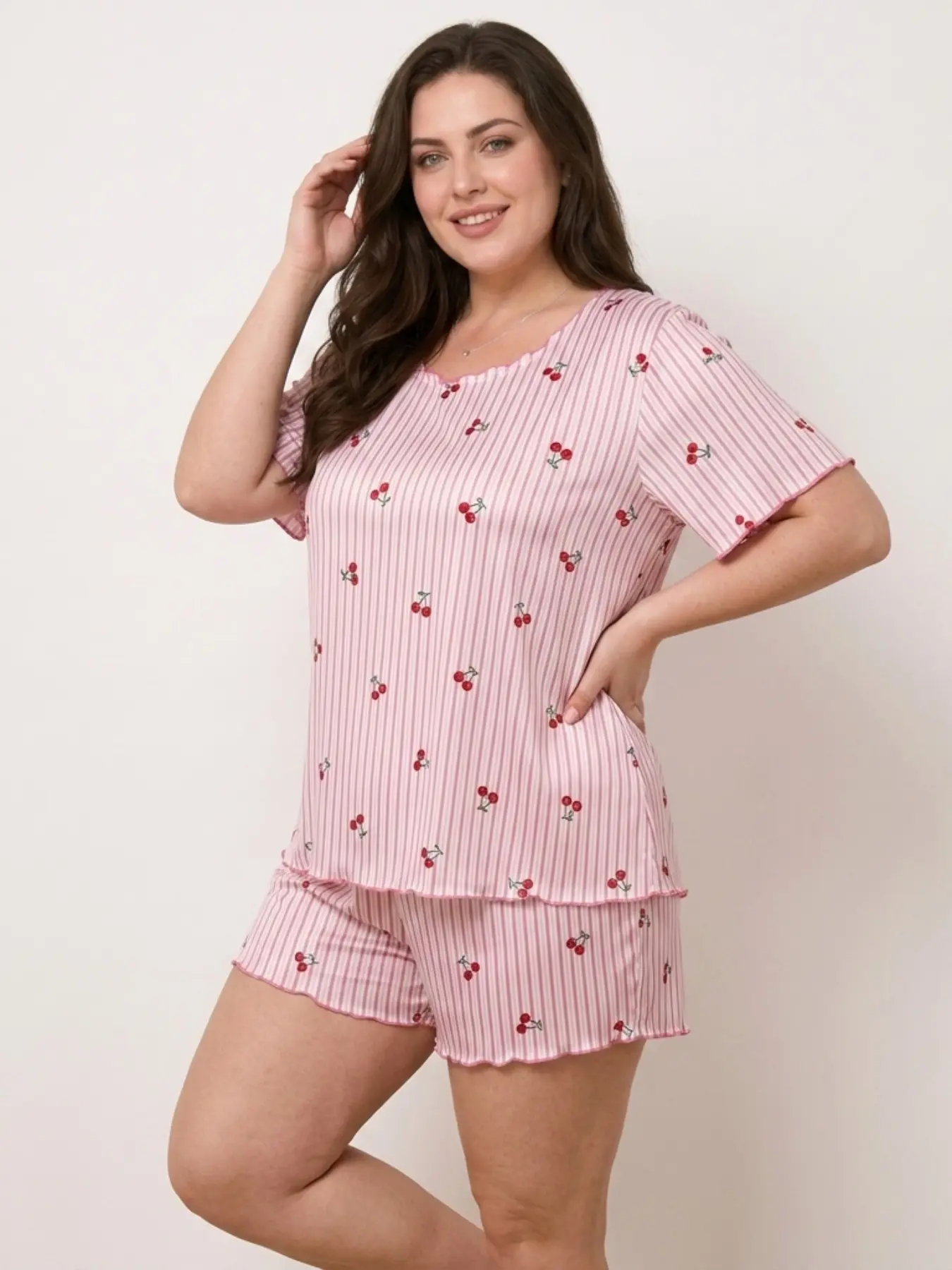 Women's Summer Pajama Set, Short Sleeve and Shorts Two-Piece, Sweet Print Home Wear, Simple and Casual, Comfortable Sleepwear
