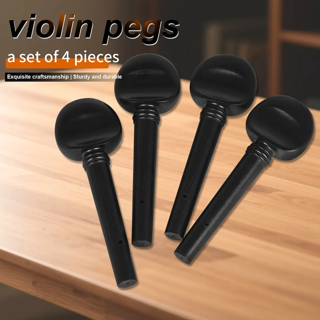 4/4 Violin Ebony Tuning Pegs, Antique Finish Tuning Pegs Set Suitable for Most Viola Replacement Accessories
