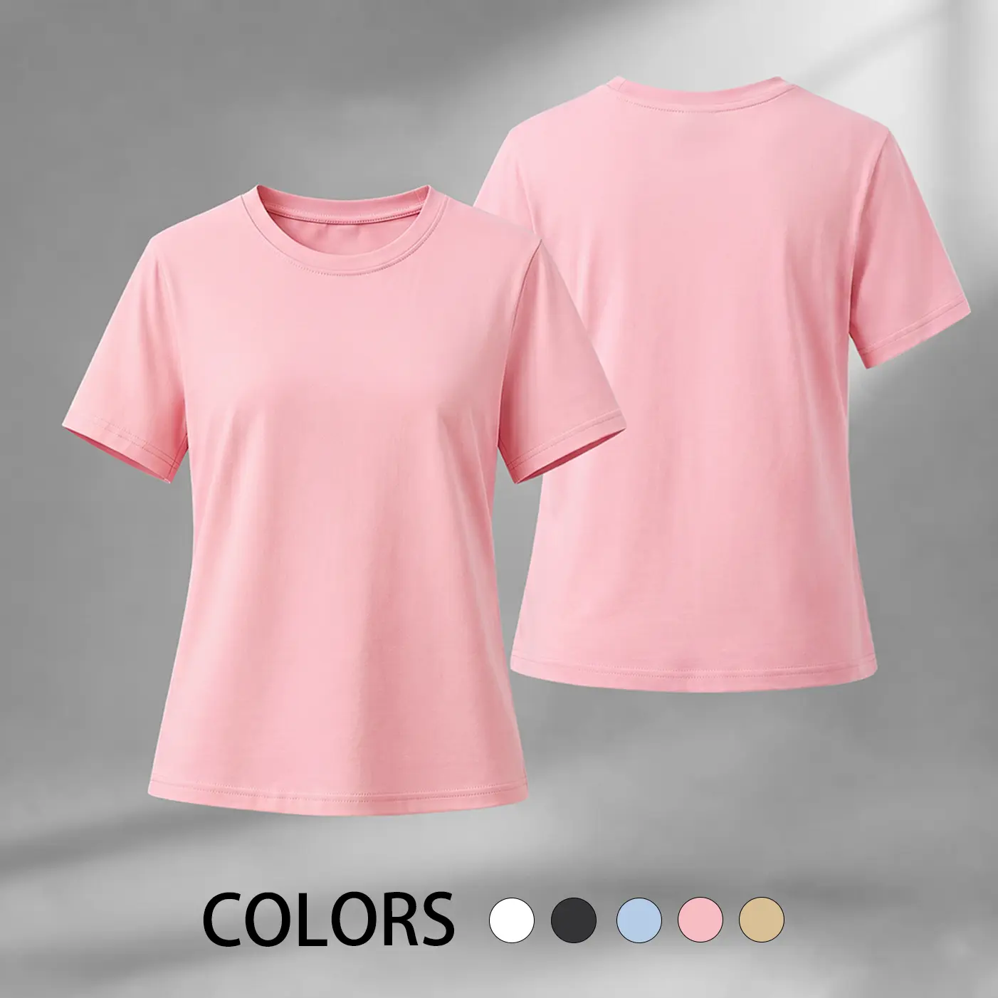 Women's Pure Cotton Short-Sleeve T-Shirt (Solid Color/Multi-Color Options) — A Casual Wardrobe Essential Featuring A Cool Graphic Design And A Classic Crew-Neck Cut; Suitable For All Seasons.