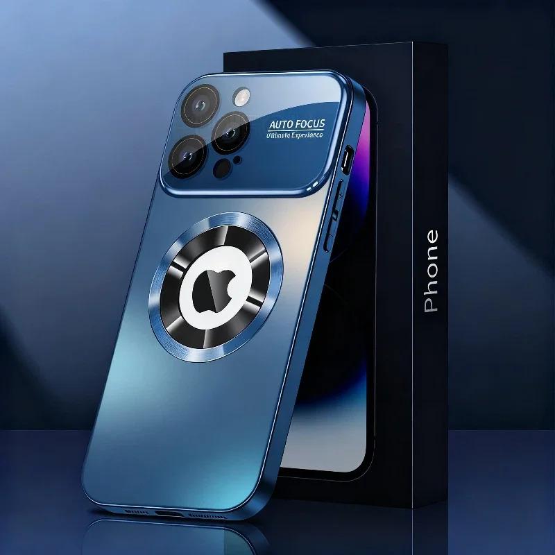 Luxury Matte Magsafe Case For iPhone 17Pro 16 15 14 13 12 ProMax Glass Lens Camera Wireless Charging Protection Cover Protective Smartphone Casing