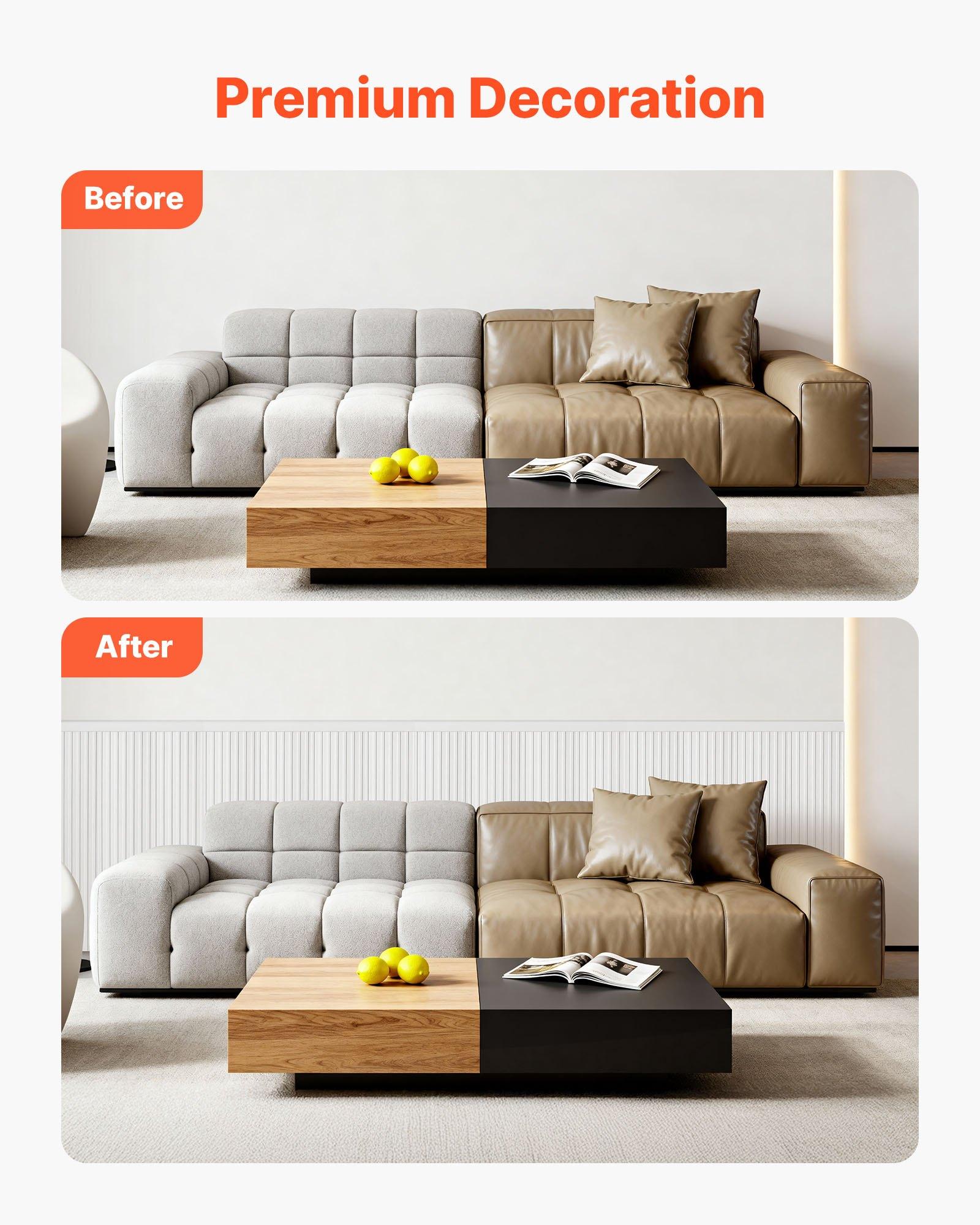 VEVOR Wall Molding Kit, Wainscoting Panels, Lightweight Paintable Polystyrene, Easy to Install,  Wide & Narrow Accent Wall Trim for Interior Décor Living Room, Bedroom, White (77.5 x 38.6 in )