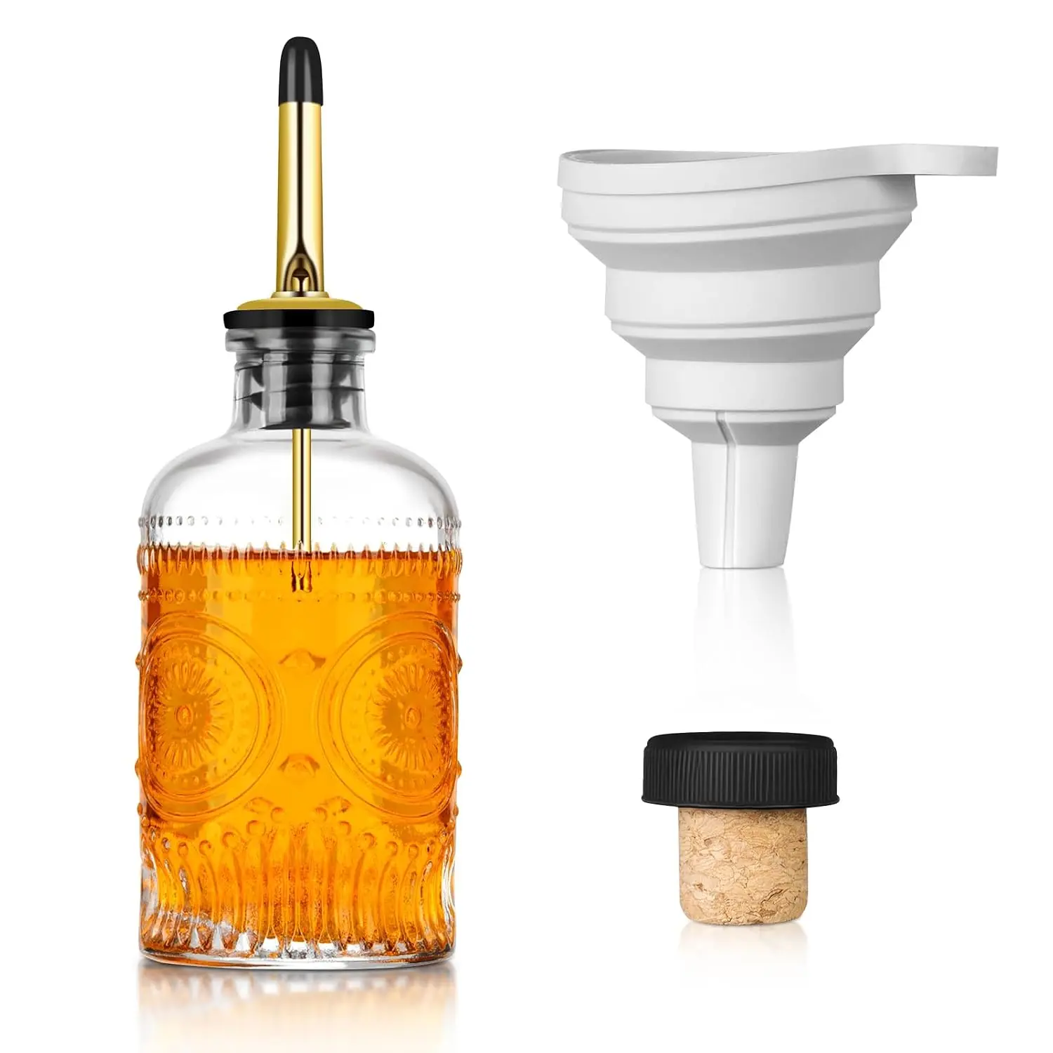 Glass Coffee Syrup Dispenser 7oz, with a Metal Mouthpiece Syrup Dispenser | Syrup Bottles for Maple Syrup, Oil, Coffee Bar Accessories,Vinegar, and Honey.