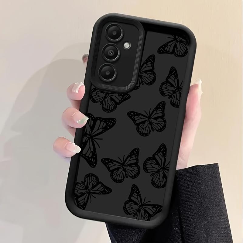 Phone case: Black TPU Full-Screen Cool Butterfly Design Phone Case, Compatible with Galaxy Galaxy A03/A03s/A05/A10s/A11/A12/A13/A14 5G/A15 4G/A20s/A21s/A22/A23/A30s/A31/A32/A34/A50/A51/A52/A52s 5G/A53 5G/A54 5G/A70/A71/A72/A73 5G/S20/S21/S22/S23/S24/S25