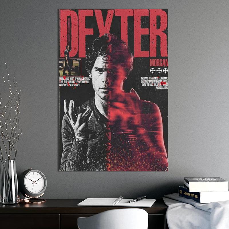 2D Canvas Poster, Artwork Inspired by the TV Series "Dexter" Featuring Red Thumbprint Design Depicting Dexter Morgan, Minimalist Decoration, Comes with, Graphic Prints, Eye-catching Home Decor,inspo,athlete,motivation
