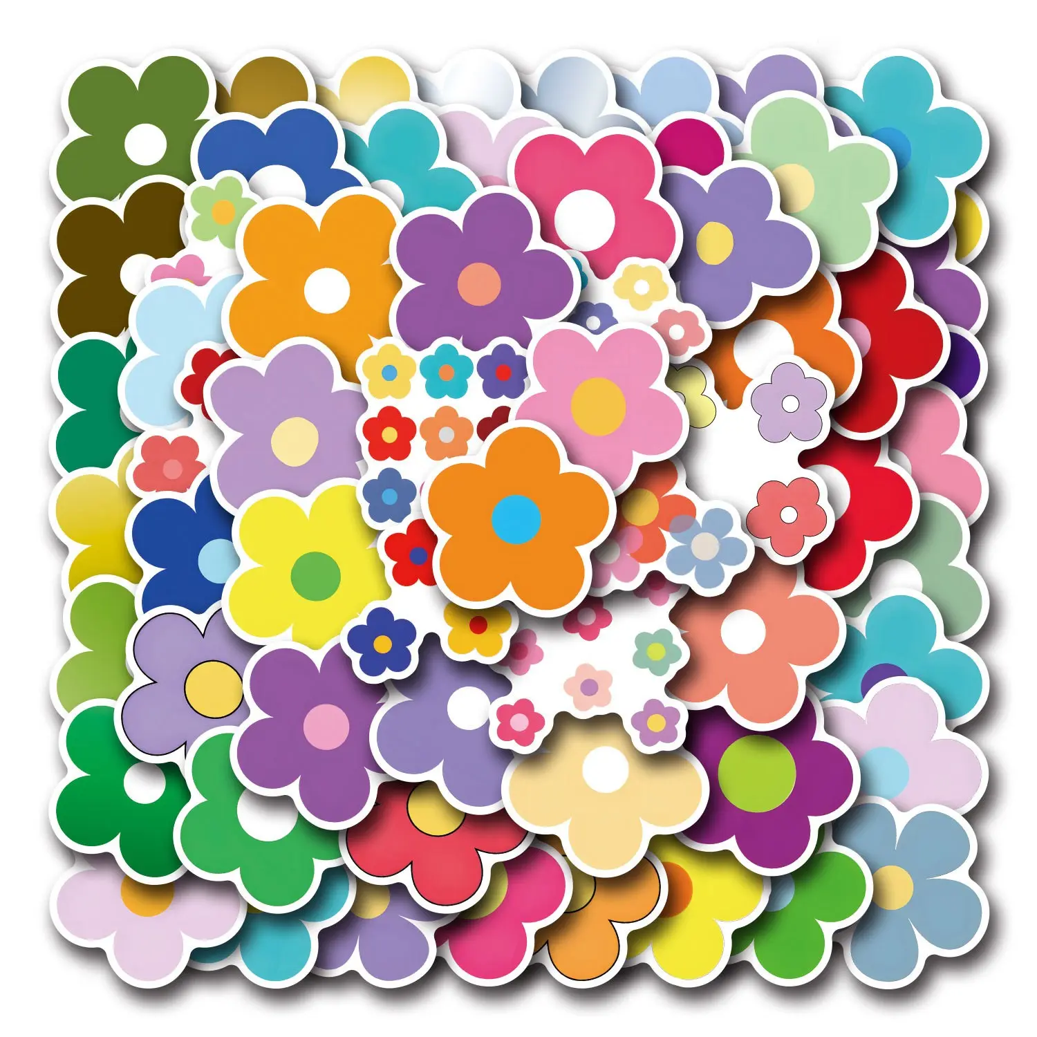 60 Mini Flower Stickers, Waterproof Decals for Car Luggage Water Bottle Phone Case, Cute Graffiti Stickers, Small Fresh Design