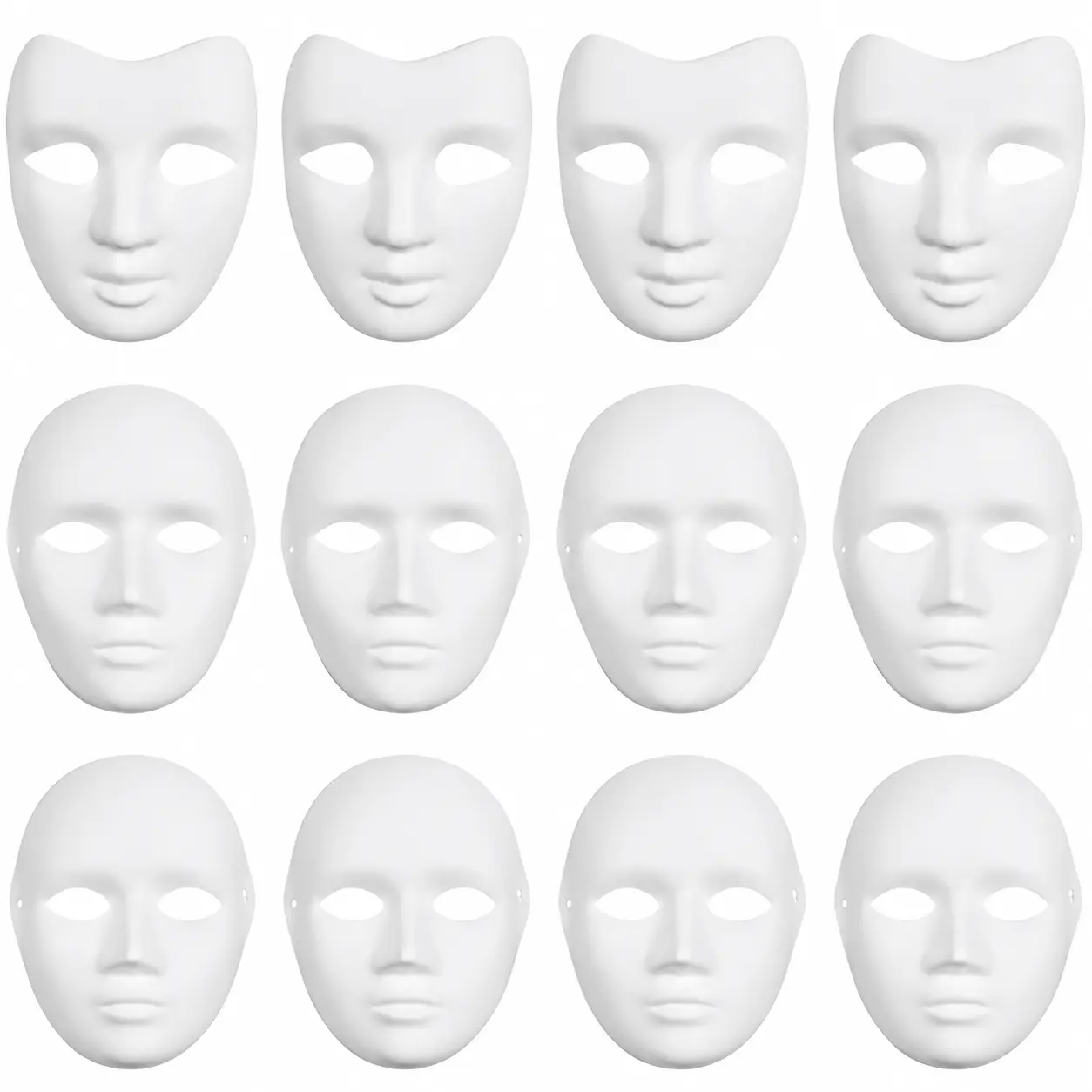 DIY Halloween Pulp Mask Kit for Adults – Adjustable Full-Face Cat-Themed Facial Sculpting Set with V-Shape Contouring Design, Unisex White Craft Mask for Creative Costume Making and Party Decoration