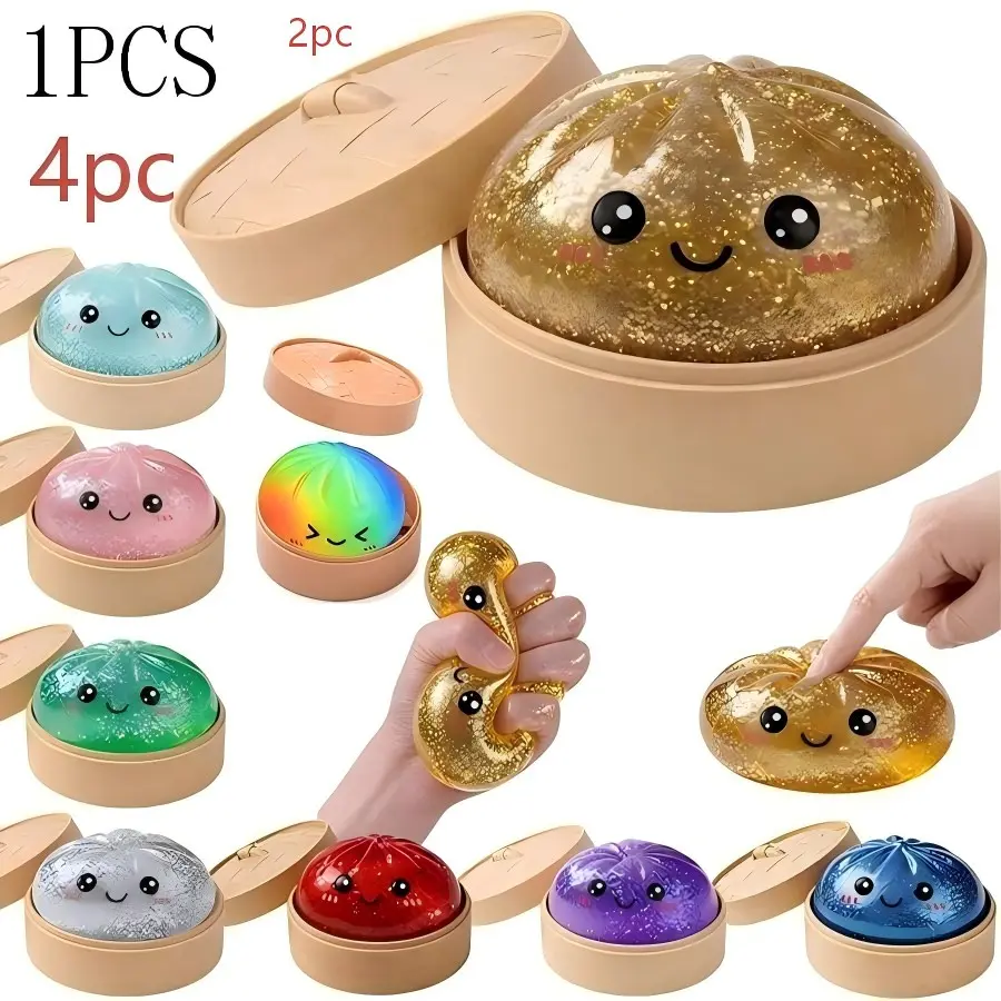 Glitter Squishy Dumpling Toy, Boxed Slow Rebound Sensory Stress Relief, Soft Glitter Dumpling Mystery Toy, Kneadable Dough Stress Relief