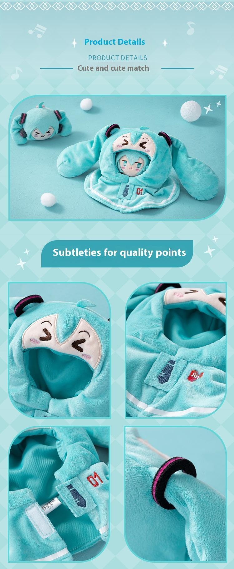 Moeyu Hatsune Miku Squinting Eyes Series Mini Hand Puppet Pet Shawl Blanket Cartoon Cloak Versatile Cute Anime Clothing for Toys