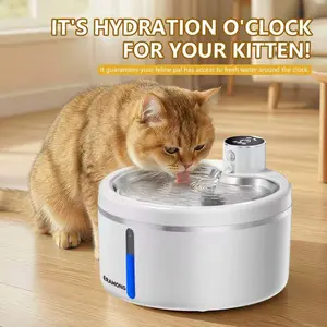 Automatic Cat Water Dispenser, Ultra-Quiet USB Rechargeable, Motion Sensor & Timer, Continuous Flow, Large Capacity, Indoor Use