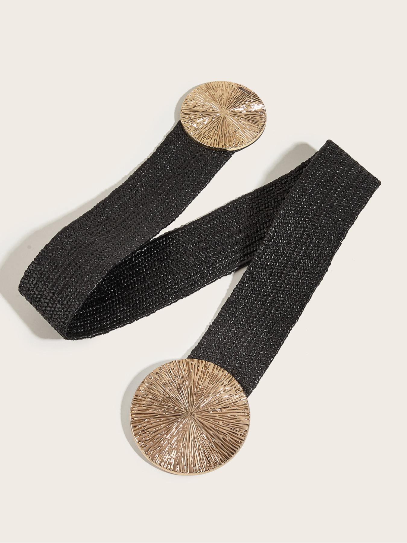 Women's Boho Style Geometric Design Belt, Vintage Trendy Woven Belt, Fashionable Clothes Accessories for Daily & Party Decoration, Straw Woven Belts