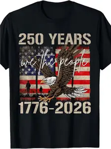 Retro 250-Year USA Flag 1776-2026 250Th Anniversary July 4Th T-Shirt for Boys And Girls, Comfortable Tees for The Growing Season, Sizes 80-160