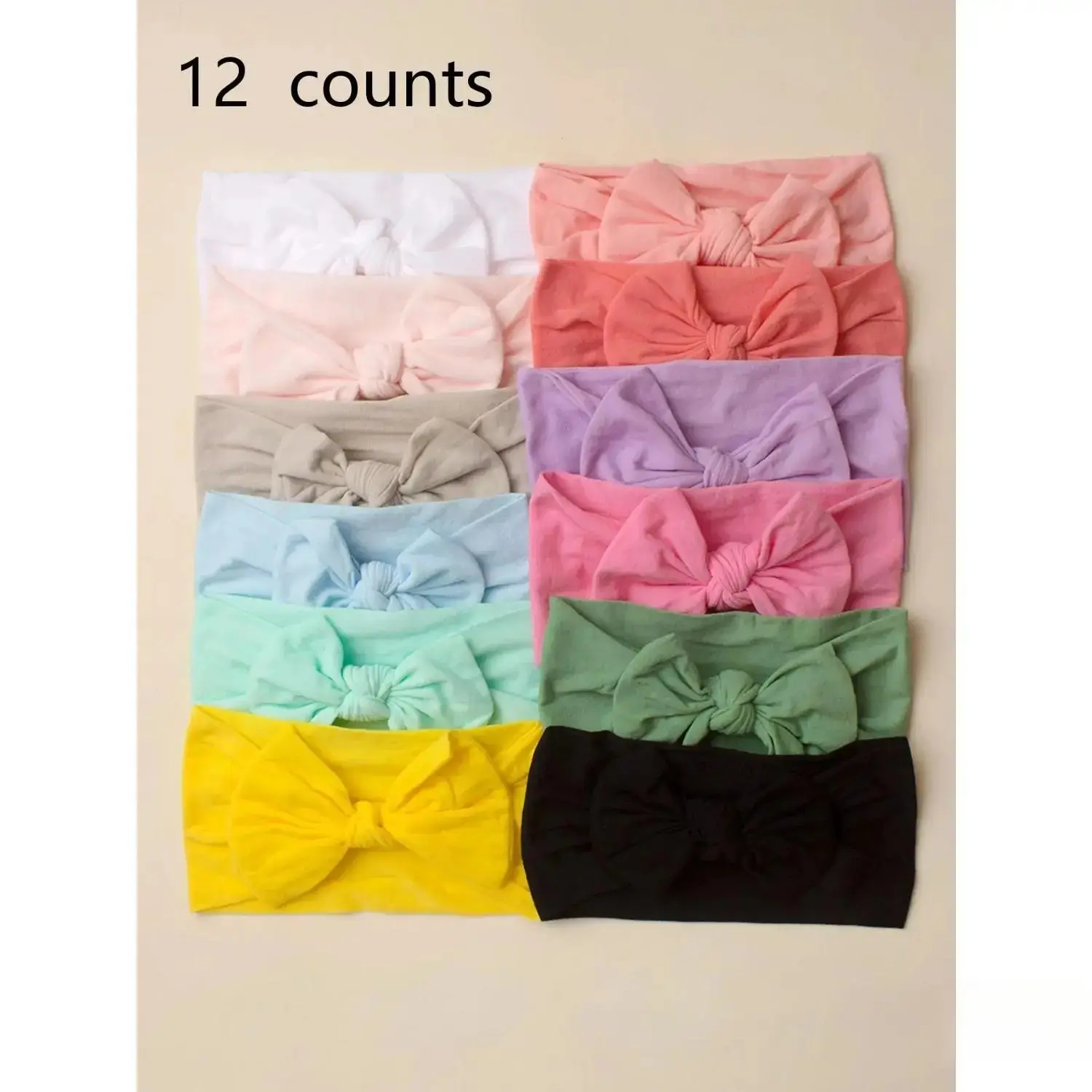 Headbands Bows Set Nylon Elastic Hair Bands Solid Color Soft Wide Turban Headwrap Newborn Infant Hair Accessories Shower Gifts