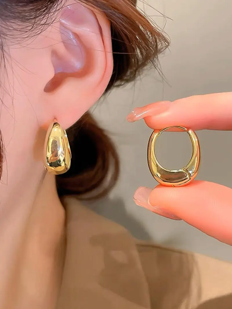 5 Pairs Vintage Elegant High-End Simple Fashion Metal Texture Geometric Design Women's Daily Commute Earrings Set, Stylish Ear Cuffs