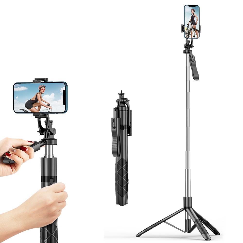 Rotatable Wireless Selfie Stick Tripod with Remote Control, Retractable Phone Tripod Stand for iPhone, Samsung Galaxy and GoPro Action Cameras, Camera Accessories